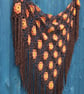 Crochet triangular shawl in sparkly orange, burnt orange, brown - design LF433 - Image 9