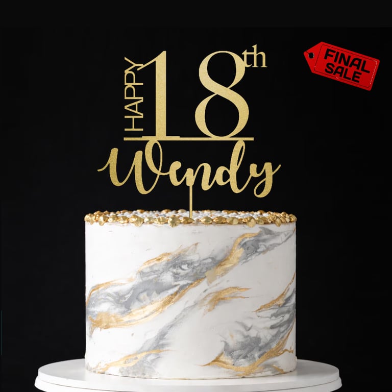Happy 18th Cake Topper, 18th Cake Topper, Custom Cake Topper, 18th Cake Decor