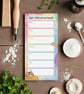 Funny Cat Meal Planner Notepad Pastel Rainbow Weekly Menu Tracker-Magnetic back 