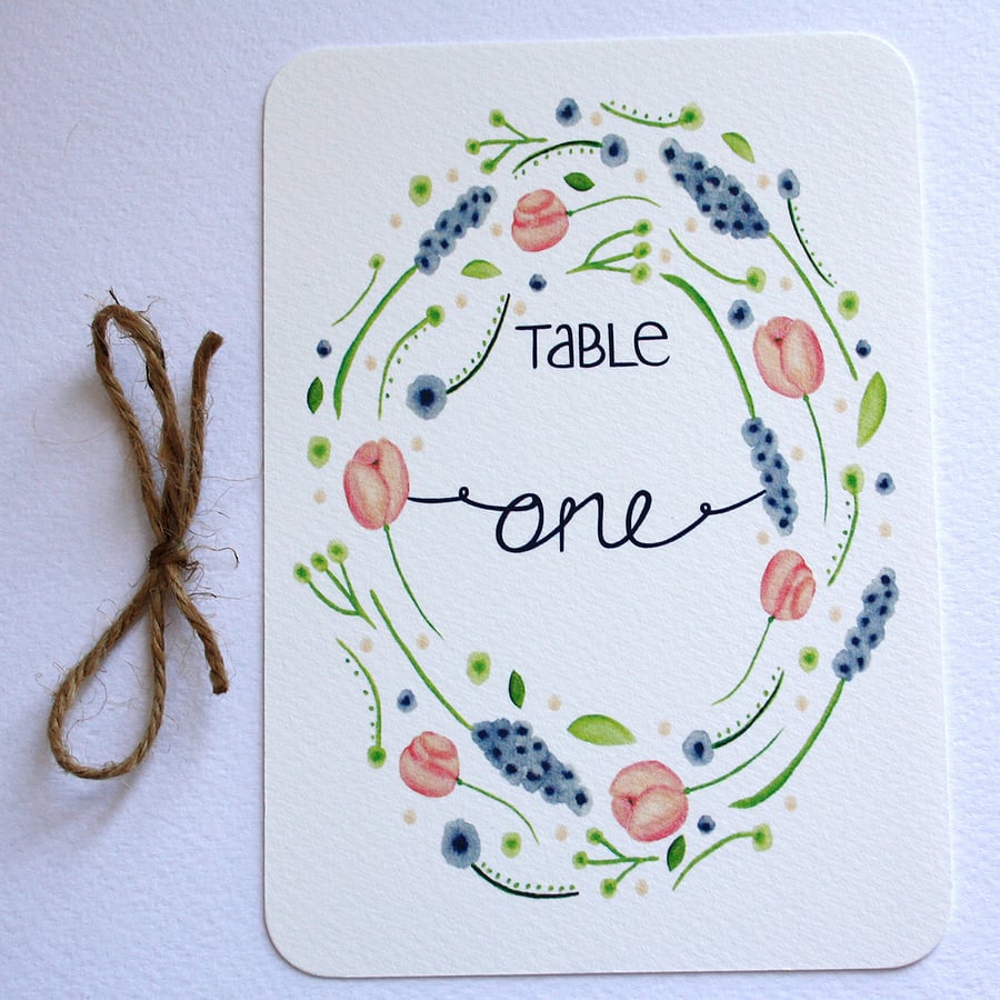 Country garden wedding table numbers