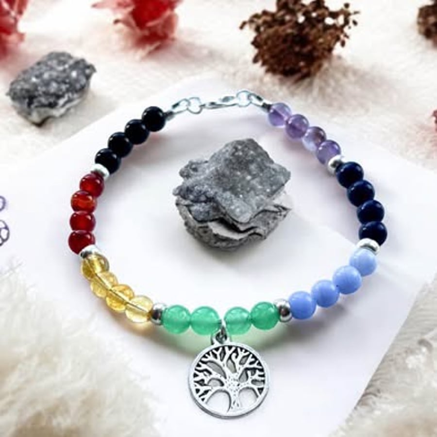 Dainty beaded gemstone bracelet