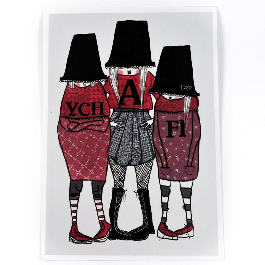 'Ych a fi' Welsh Ladies Poster print- small