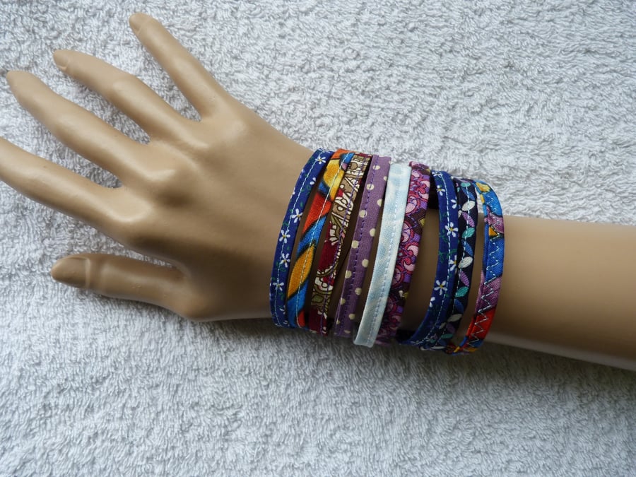  Multicoloured Fabric Bracelet. Small to Medium Size Wrist.