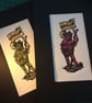 Ad Quod Damnum - Linoprint Devil - Tiny Print - Hand Painted - Green - Image 4