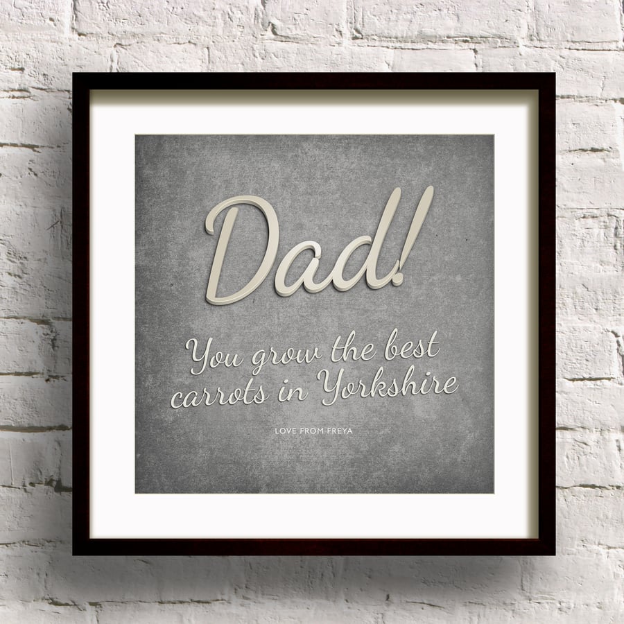 Dad or Daddy Personalised Father's Day Square Digital Giclee Print