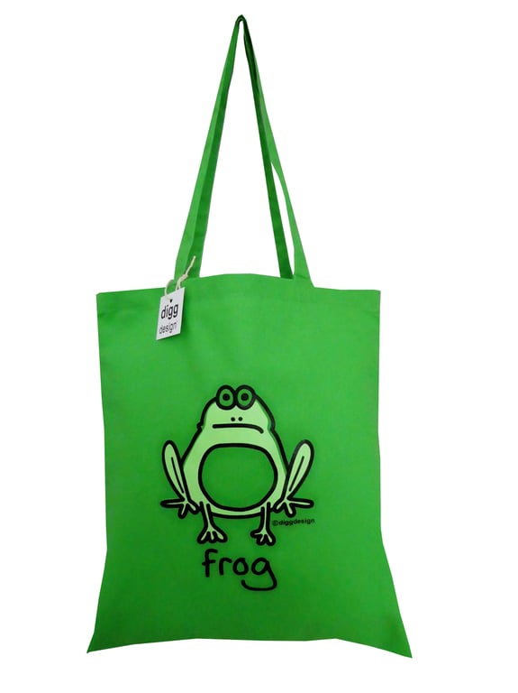 Digg Design FROG cotton Tote Bag. Apple Green