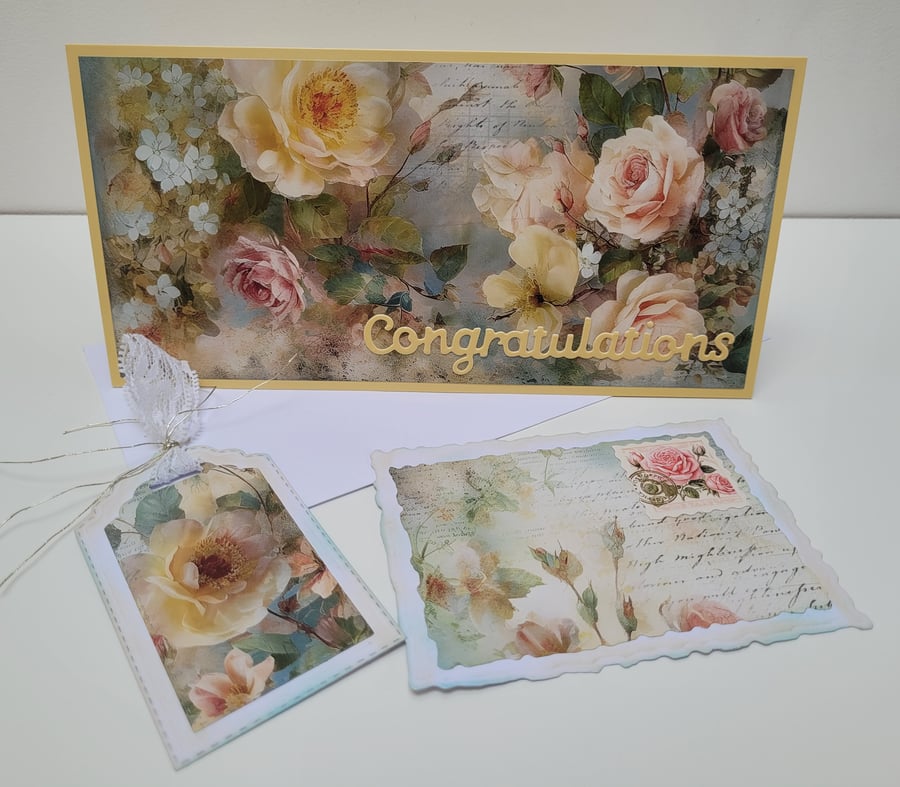 Gift Voucher Money Wallet with Matching Note Card & Gift Tag - Congratulations