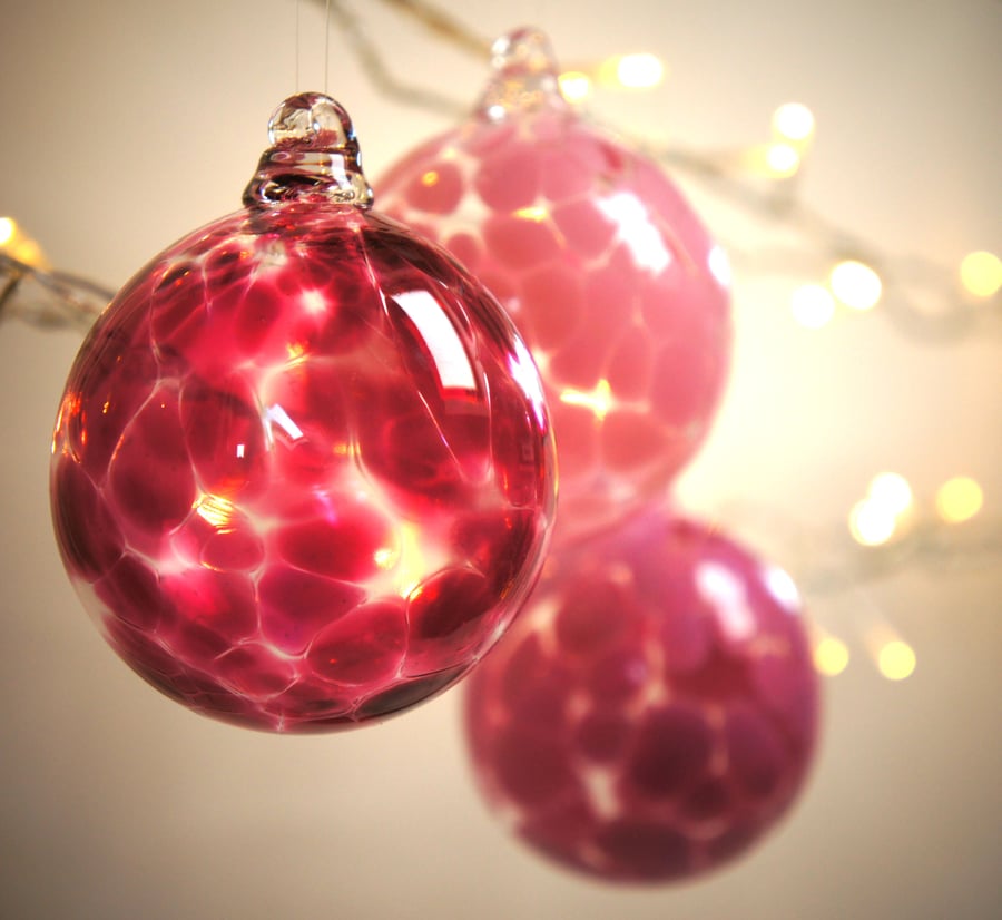 Ruby Red Handmade Blown Glass Bauble