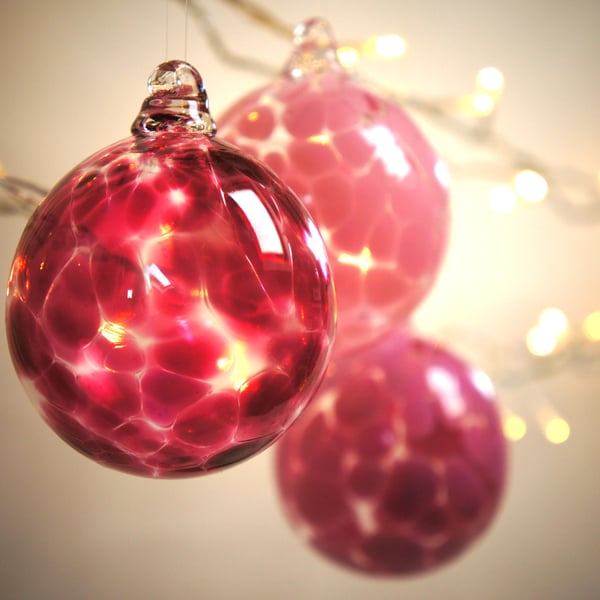 Ruby Red Handmade Blown Glass Bauble