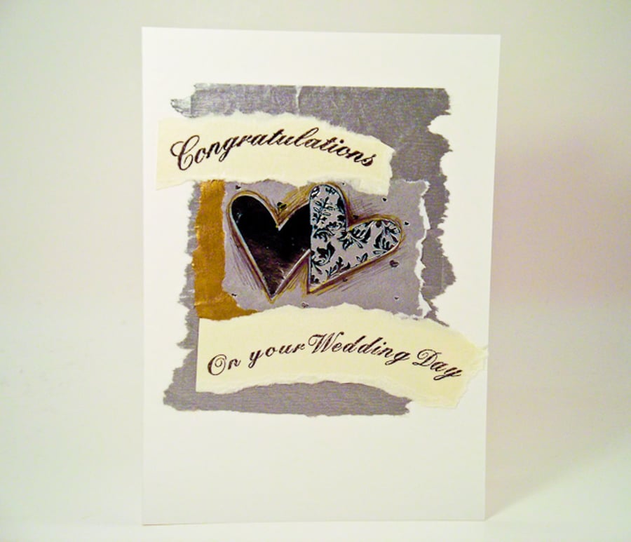 Greeting Card - Handmade Wedding Day Card - Congradulations on your Wedding Day 