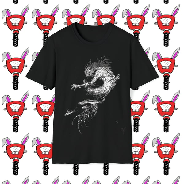 Merman Original Dragon Mermaid Fantasy Unisex Softstyle T-Shirt by Bikabunny