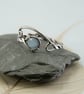 Aquamarine Silver Ring Adjustable Sterling Twist Milky Gemstone Bead - Image 2