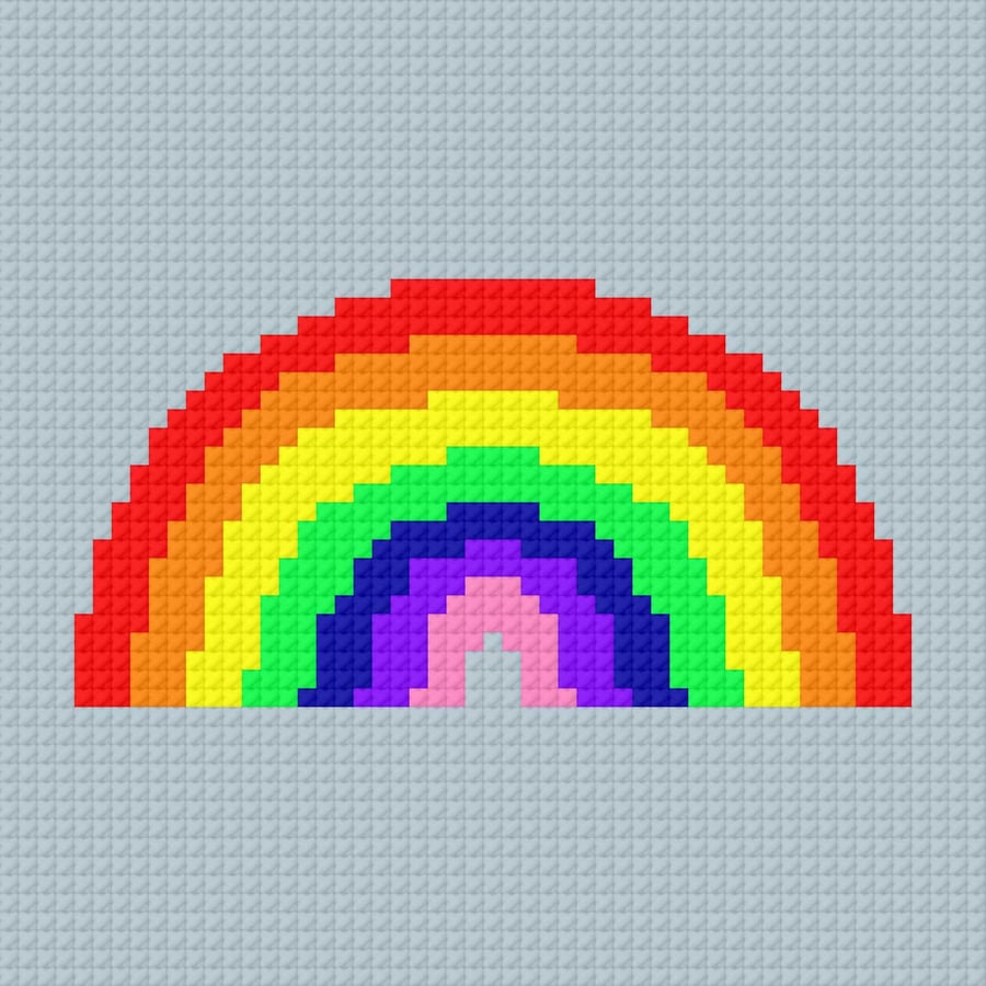 Modern Rainbow Needlepoint Chart PDF - Vibrant Colourful Tapestry Pattern