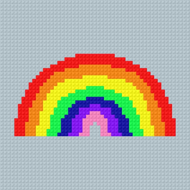 Modern Rainbow Needlepoint Chart PDF - Vibrant Colourful Tapestry Pattern