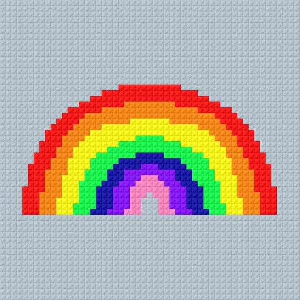 Modern Rainbow Needlepoint Chart PDF - Vibrant Colourful Tapestry Pattern