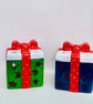 Hand-Painted Christmas Gift Tea Light Holder - Dark Blue Ceramic Christmas Decor - Image 4
