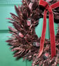 30cm Autumn Dried Wreath & Rust Velvet Ribbon – Fall Harvest Home Decor - Image 2