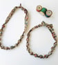 Cream Green Brown Liberty Print Fabric Necklace - Pattern Map A Print - Image 4