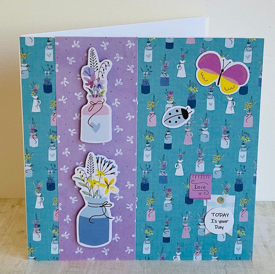 Card. Handmade greetings card for him or her for a birthday or other occasion 