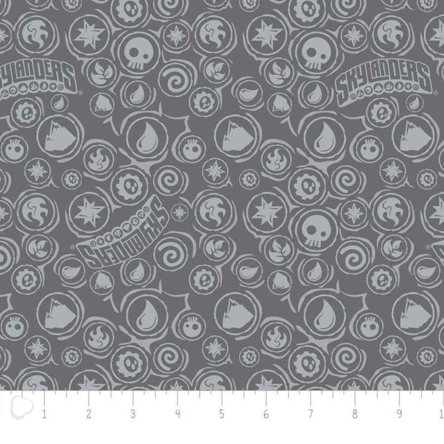 Fat Quarter Skylanders Icons Grey 100% Cotton Quilting Sewing Fabric