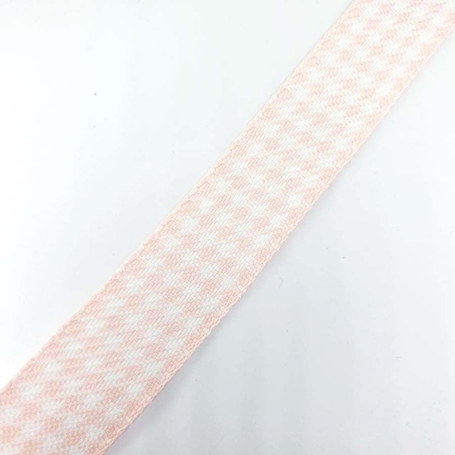 1 Yard 25mm Soft Pink Houndstooth Plaid Ribbon for Bow Making Hair Accessories