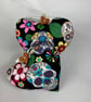 Candy skulls hanging heart set, with loop button and ribbon trim, Handmade - Image 9