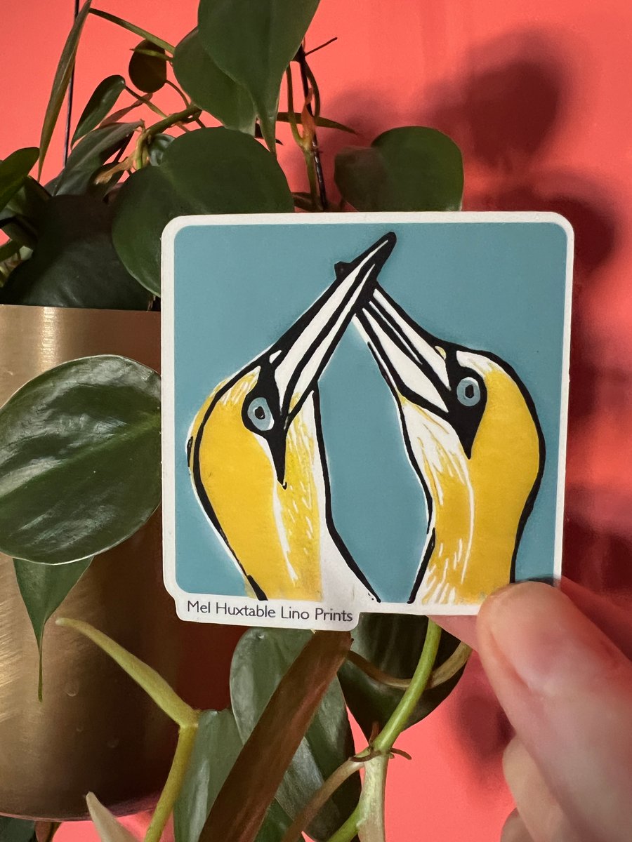 Gannets Lino Print Vinyl Sticker