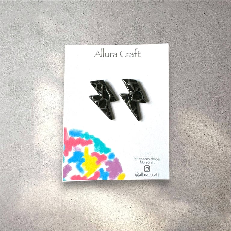  Lack Terrazo Gloss Lightning Bolt Earrings