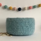 FELTED 'FUSSPOT'  BOWL , tray , desk tidy . Sky Blue .