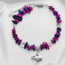 Handmade Shell Bead Bracelet with Mum Charm