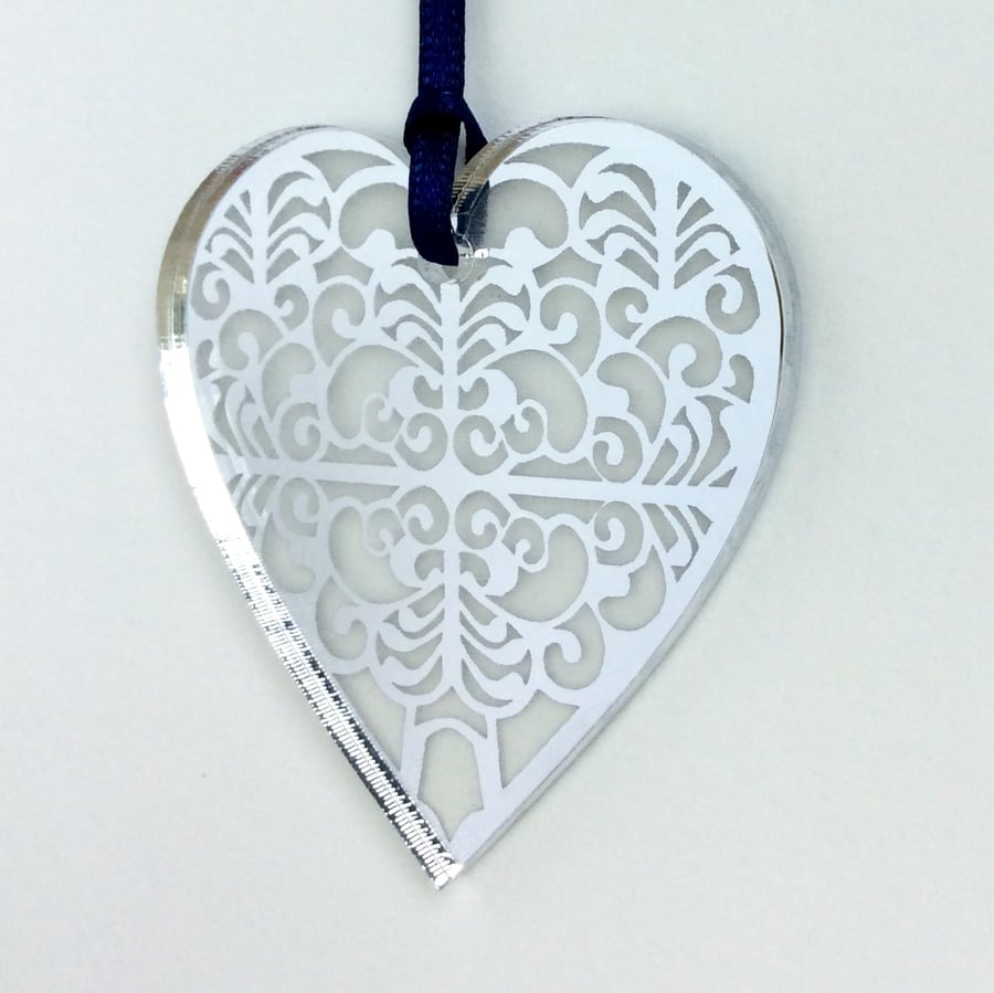 Silver mirrored heart