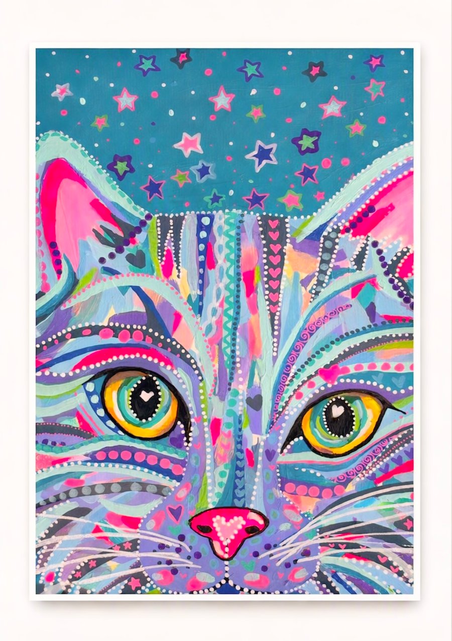 Colourful Cat Original Painting