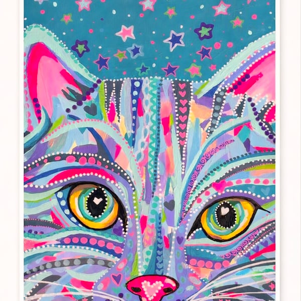 Colourful Cat Original Painting