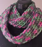 Infinity Scarf, Knitted, Hand Dyed, Handspun, Bluefaced Leicester Wool, Green - Image 4