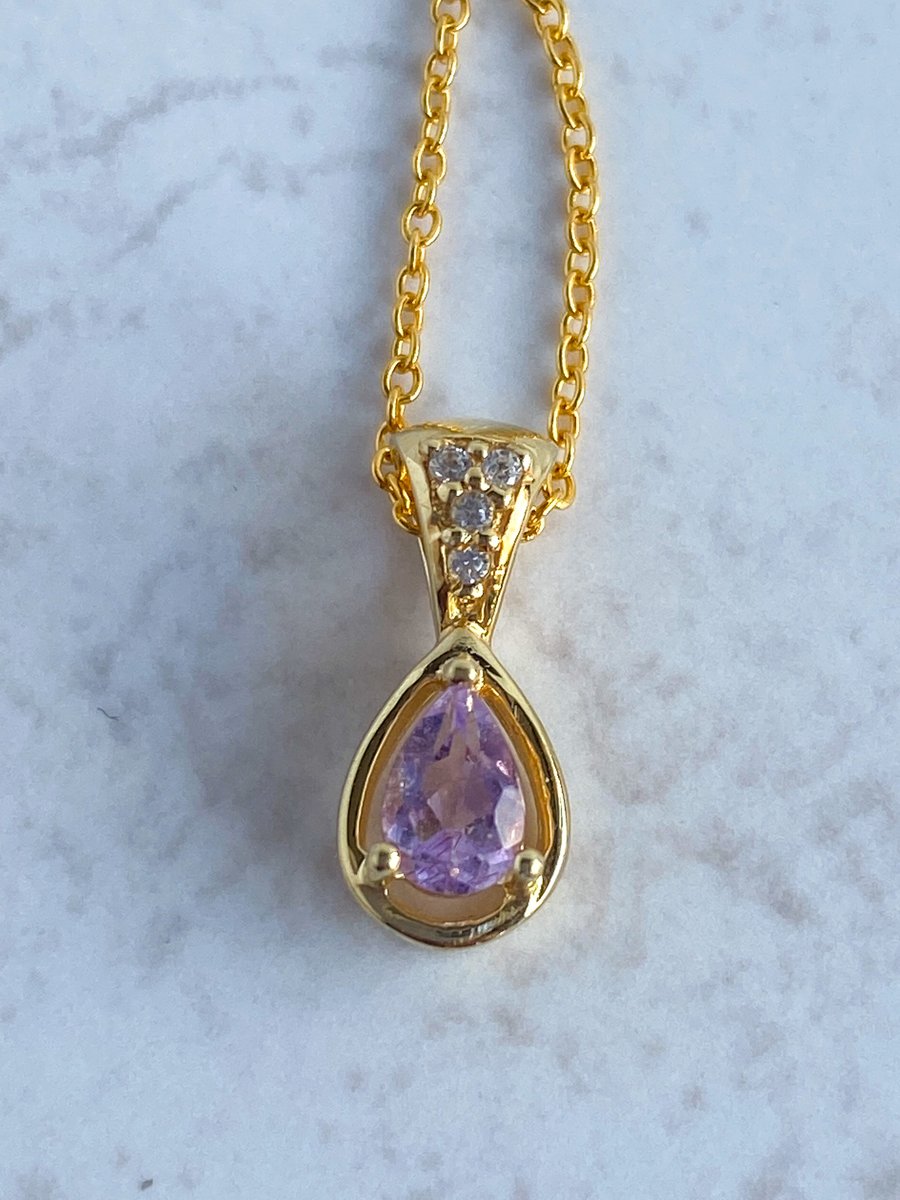 gold plated sterling silver Rose du Maroc amethyst pendant - made in Scotland. 