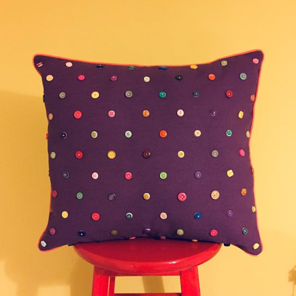 Multicoloured Button Cushion