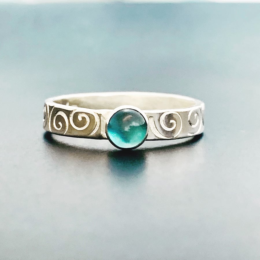 Recycled Handmade Sterling SilverBlue Topaz Ring