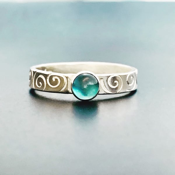 Recycled Handmade Sterling Silver Topaz Ring, Handmade in Scotland
