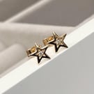 9ct yellow gold tiny star engraved set 1.2mm diamond star stud earrings