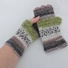 CLEARANCE SALE Fingerless Mitts Green Grey Charcoal White Pink