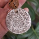 Terracotta Diffuser Christmas Ornament, Handmade – Mandala or Snow Drift Design