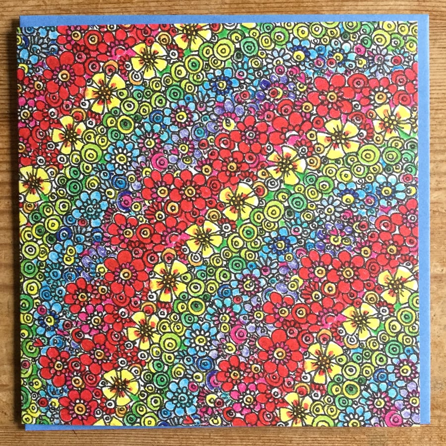 A rainbow of flowers greeting card 