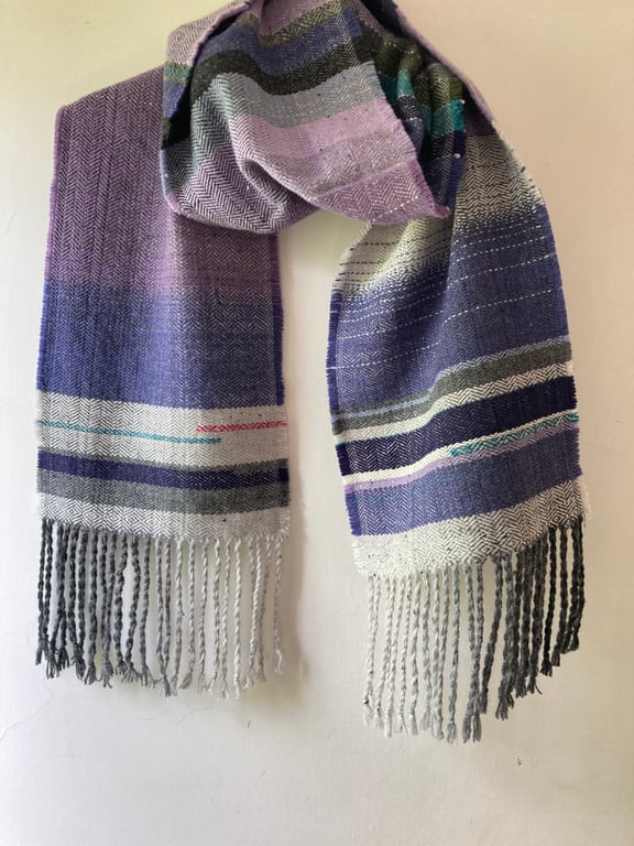 Yorkshire Lavender Handwoven Herringbone Lambswool Scarf, Purple