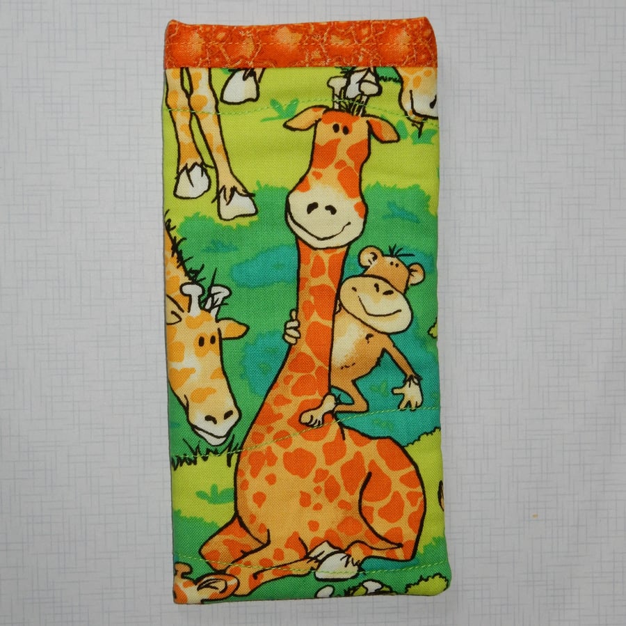 Glasses case - Giraffes and monkey - slip in style