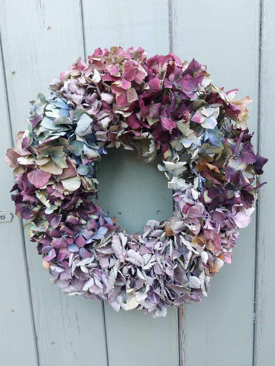 Dried Hydrangea Wreath. 30cm Diameter. Handmade.