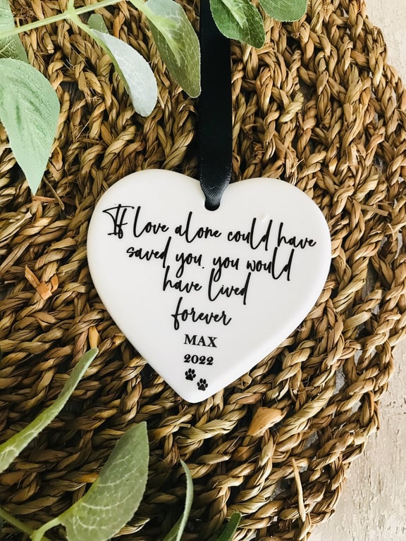 Ceramic hanging heart, pet loss, dog memorial, pet memorial gift, in memory of, 