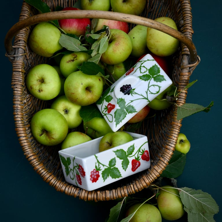 Wild about Berries Butter Dish - Hand Painted