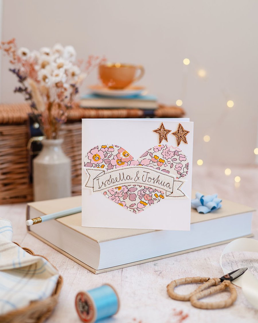 Heart Embroidered Liberty Card - Choice