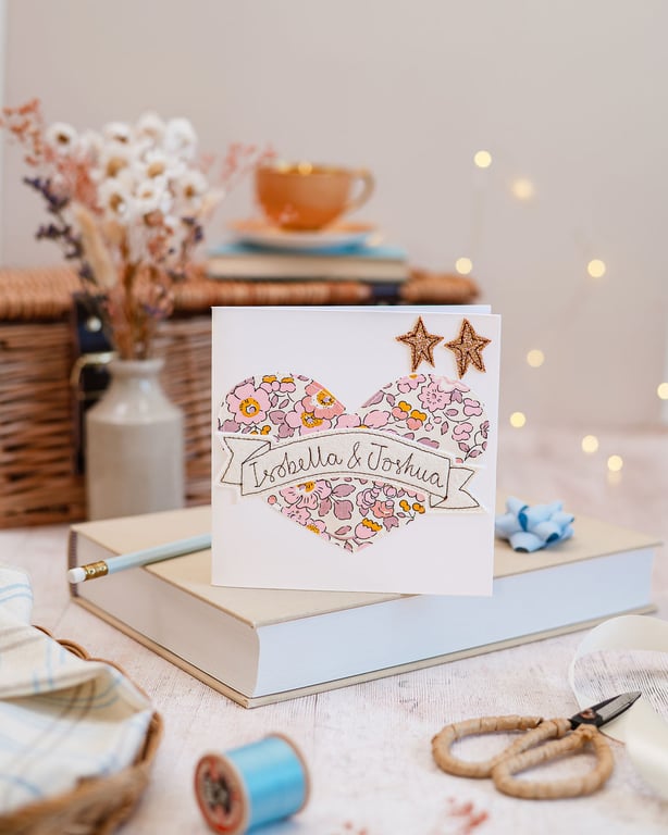 Heart Embroidered Liberty Card - Choice