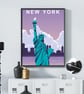 New York retro travel poster, New York city travel print, USA travel art - Image 3